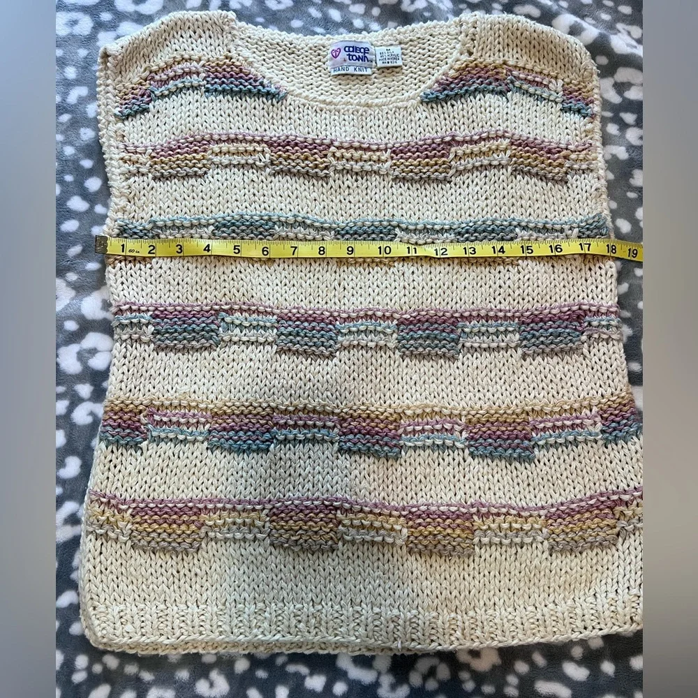 VTG College Town Hand Knit Top Silk Blend Pastel Size Medium - Picture 8 of 10